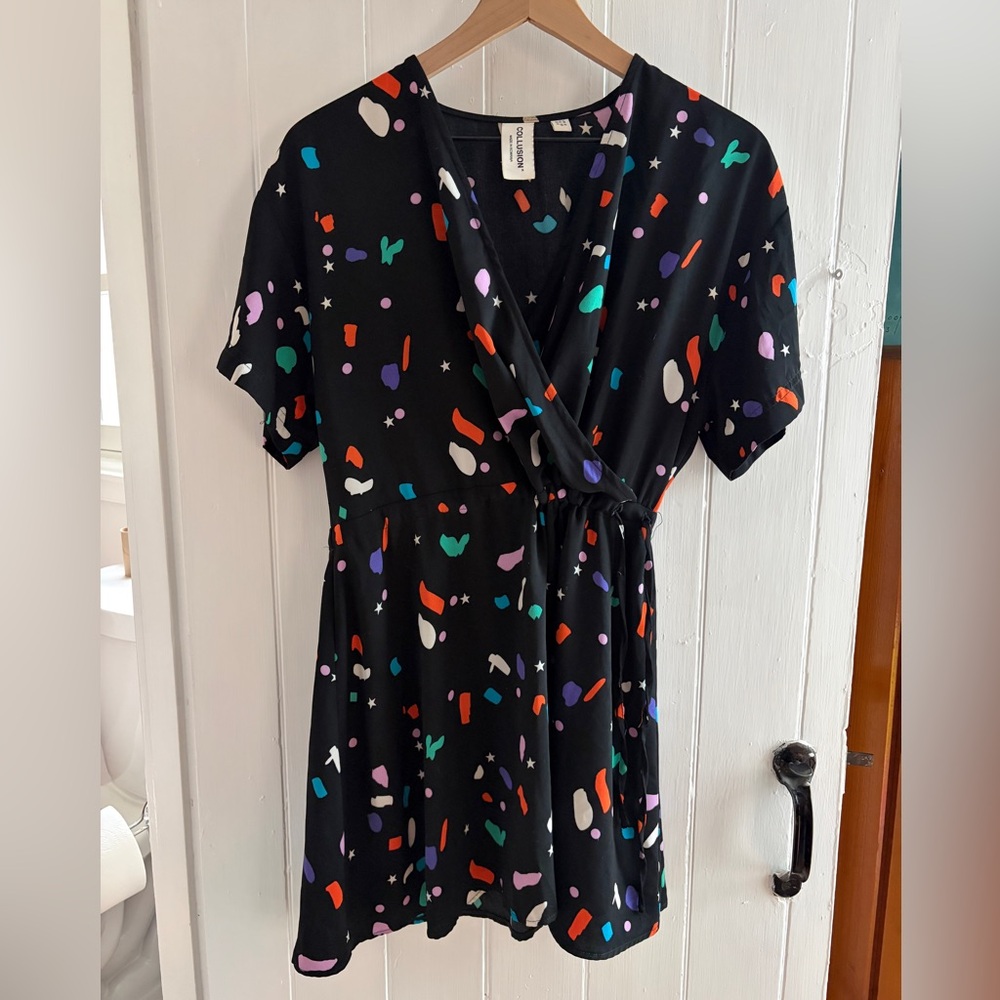 ASOS Black Dress with Colorful Confetti Print